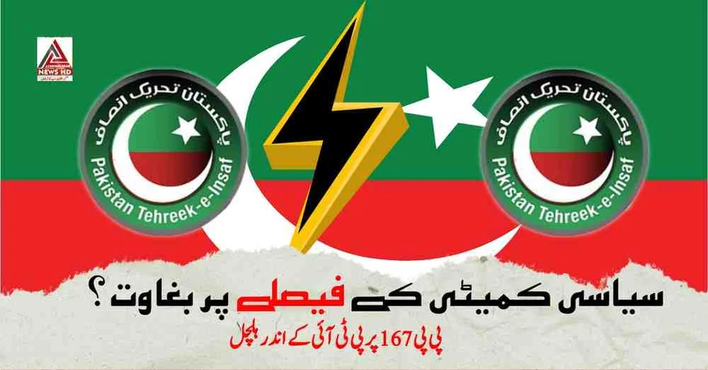 سیاسی کمیٹی پی پی 167 کے ضمنی انتخاب پر تحریک انصاف میں اختلافات، بائیکاٹ کے فیصلے نے پارٹی کو دو حصوں میں بانٹ دیا